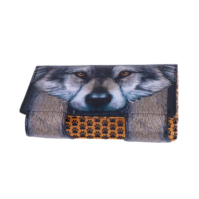 Guardian Wolf Embossed Purse 18.5cm