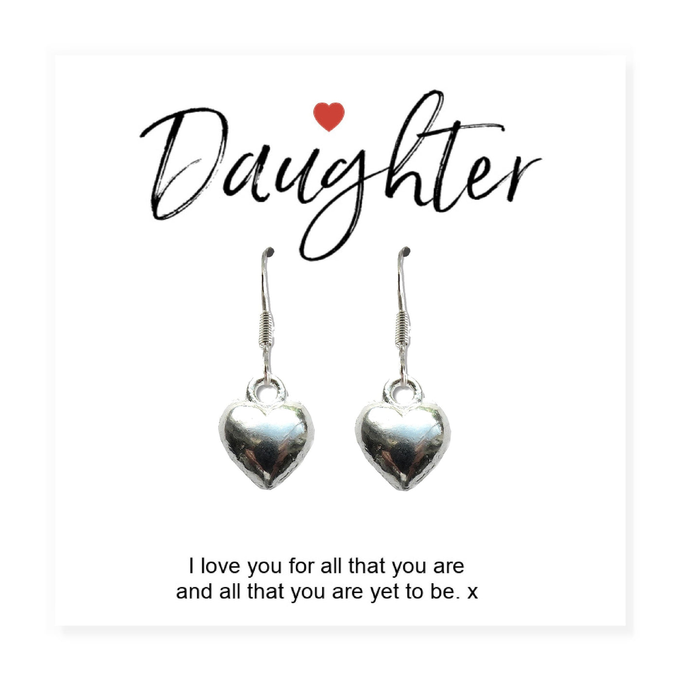 Daughter Gift Card with Heart Earrings