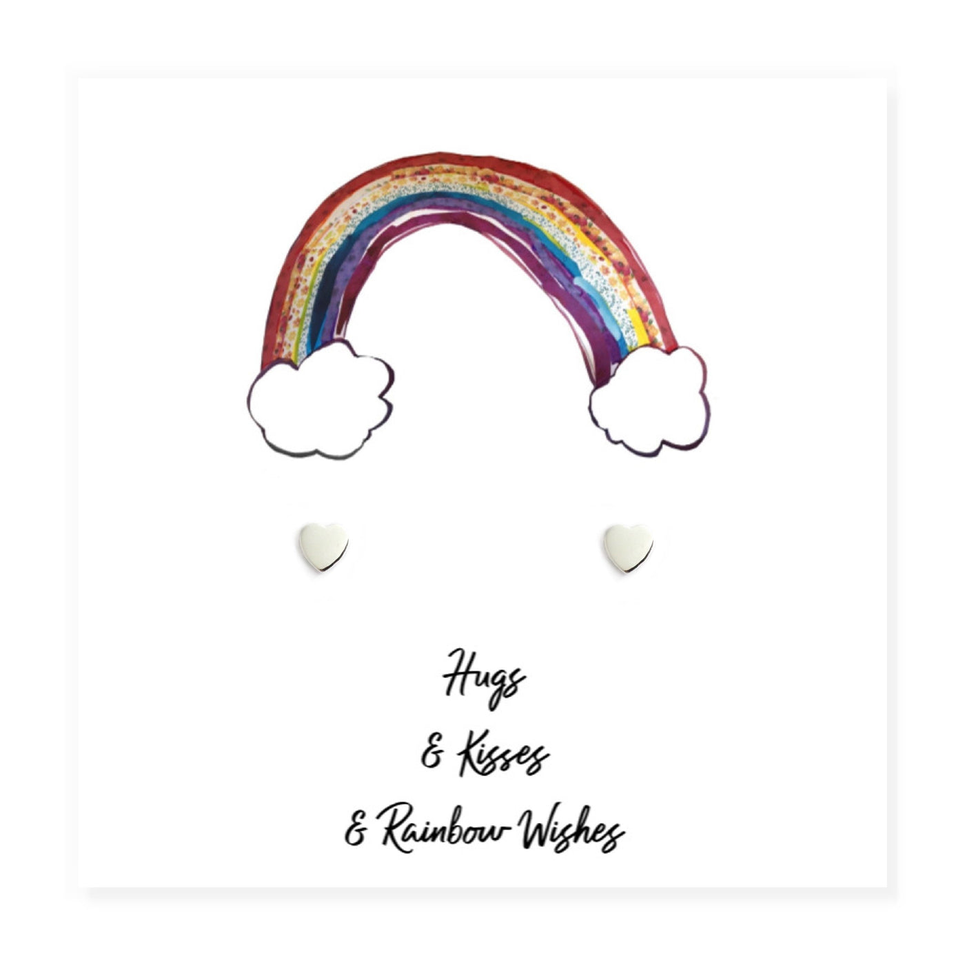 Heart Stud Earrings on Hugs & Kisses Rainbow Card
