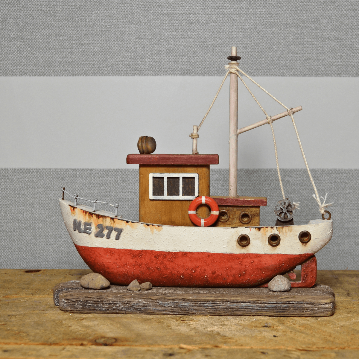 Nautical Themed Red Fishing Trawler Ornament - TwoBeeps.co.uk