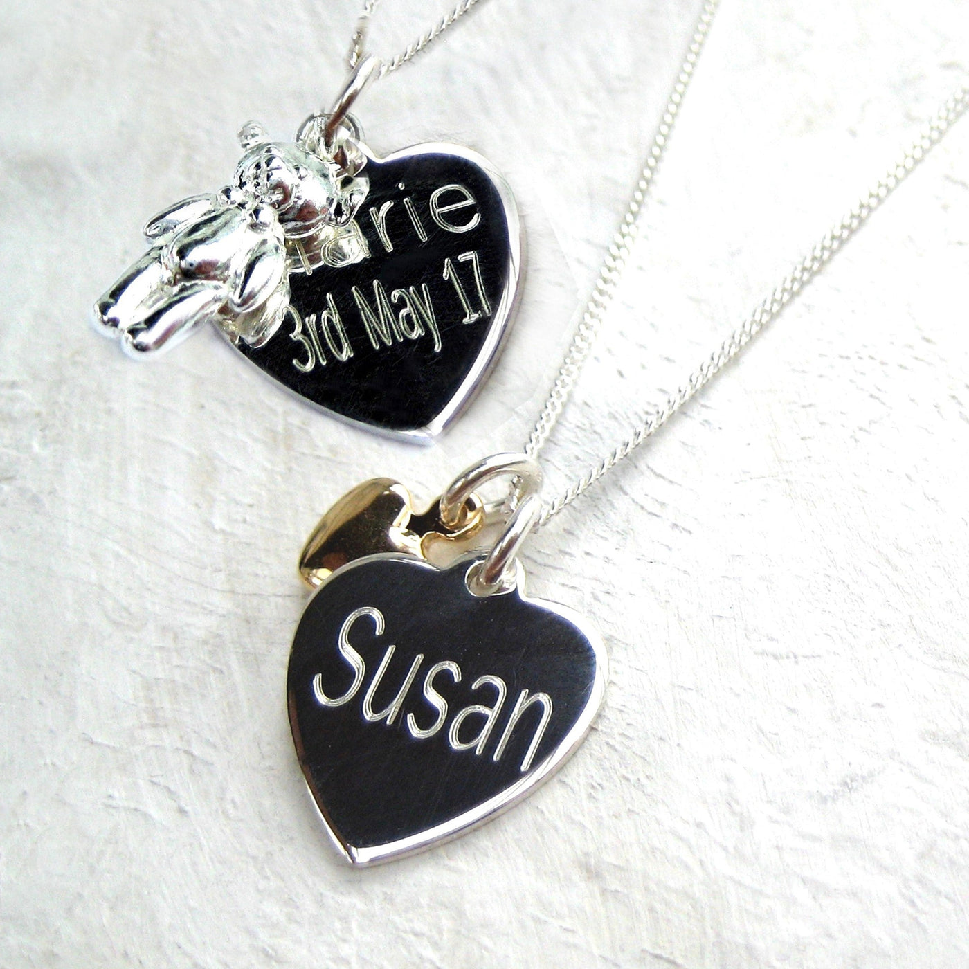 Personalised Sterling Silver Heart Mini Charm Necklace