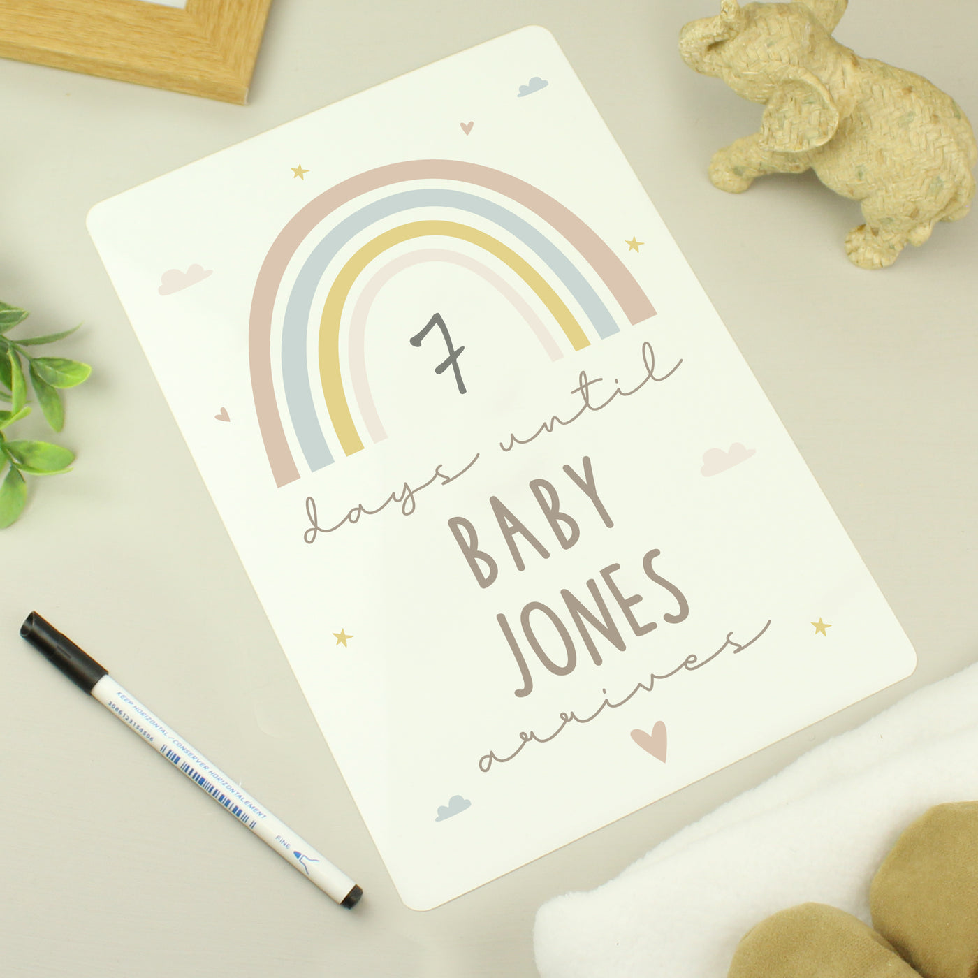 Personalised Baby Countdown Sign & Dry Wipe Pen