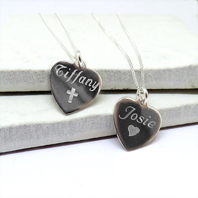 Personalised Sterling Silver Heart & Symbol Necklace