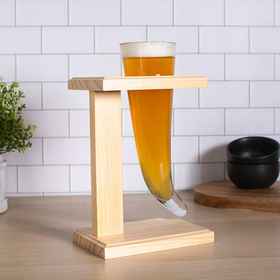 Viking Beer Horn Glass With Stand