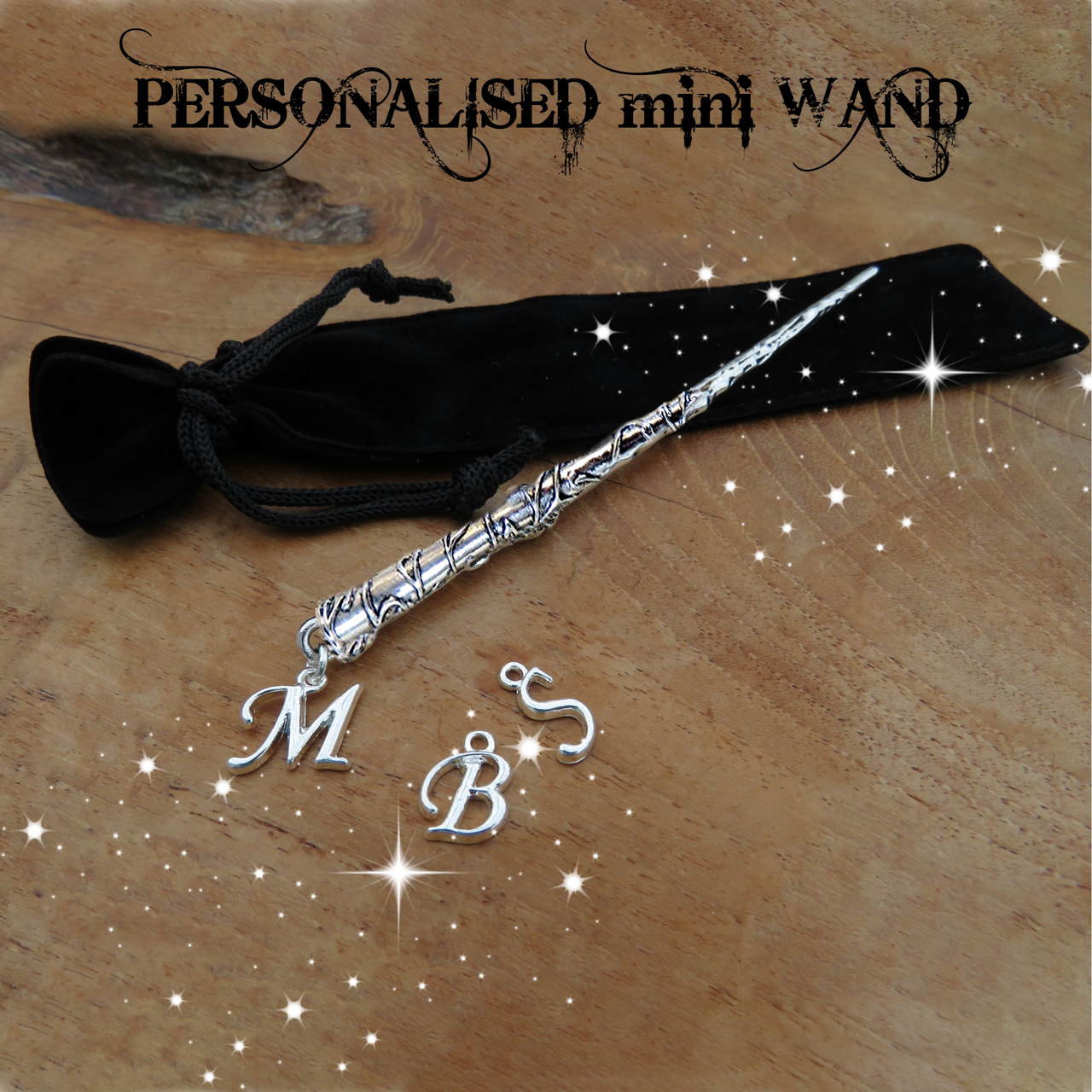Personalised Solid Metal Mini Wand with Initial