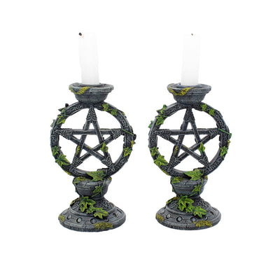 Wiccan Pentagram Candlesticks 15cm (Set of 2)