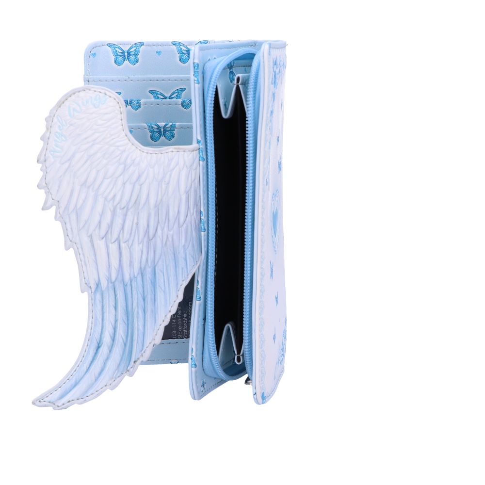 White Angel Wings Embossed Purse 18.5cm