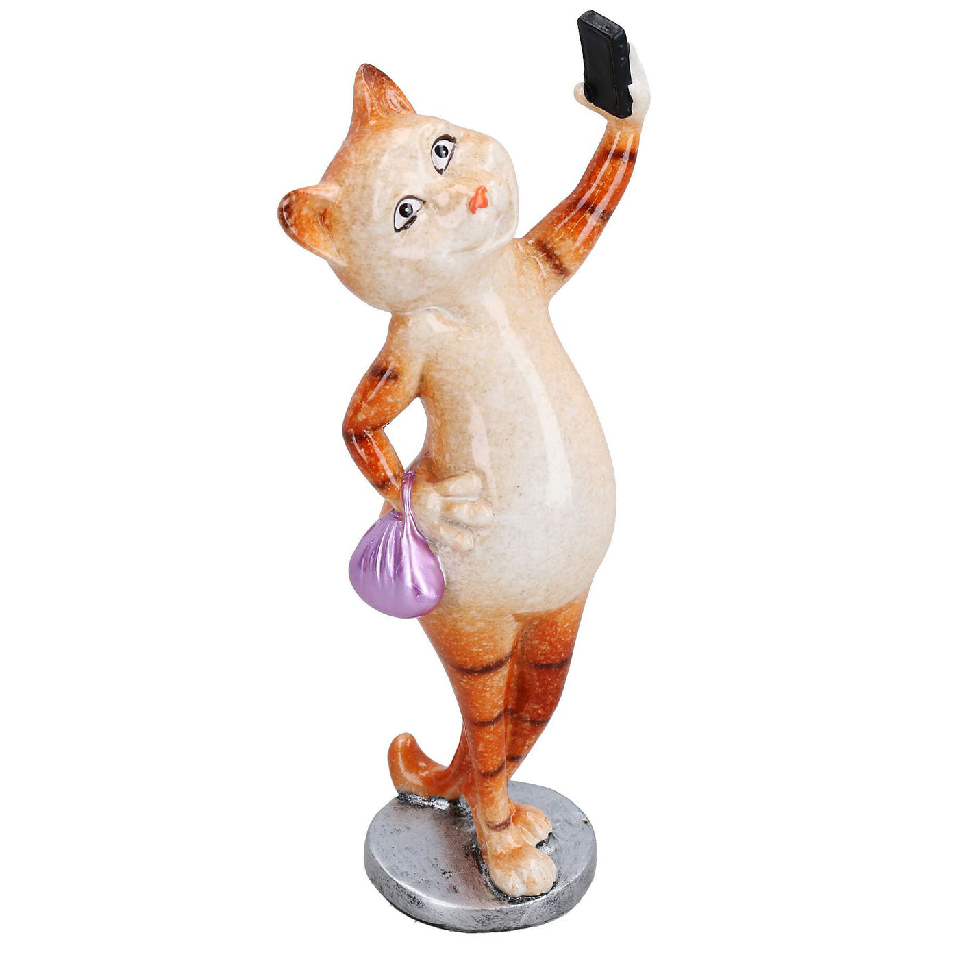 Slim Ginger Cat Taking Selfie Picture Ornament