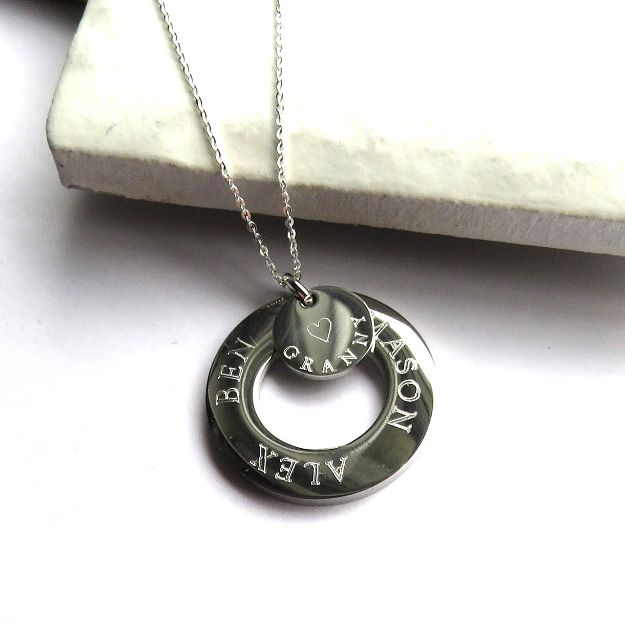 Personalised Stainless Steel Infinity and Mini Disc Necklace