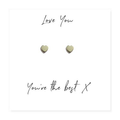 Heart Earrings on Love You Message Card
