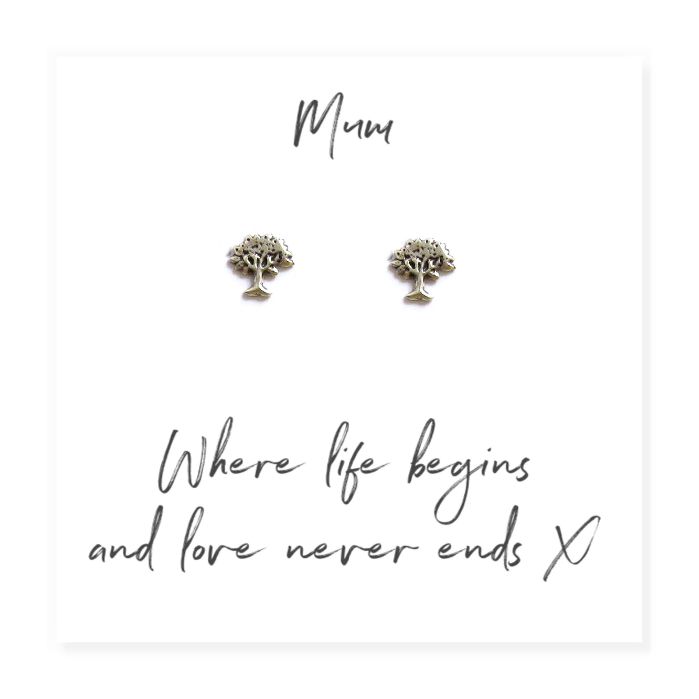 Family Tree Earrings on Message Card For Mum