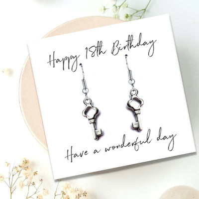 Happy 18th Birthday Earrings & Message Card