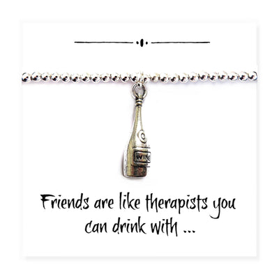 Wine Bottle Charm Bracelet on Funny Friends Gift Card