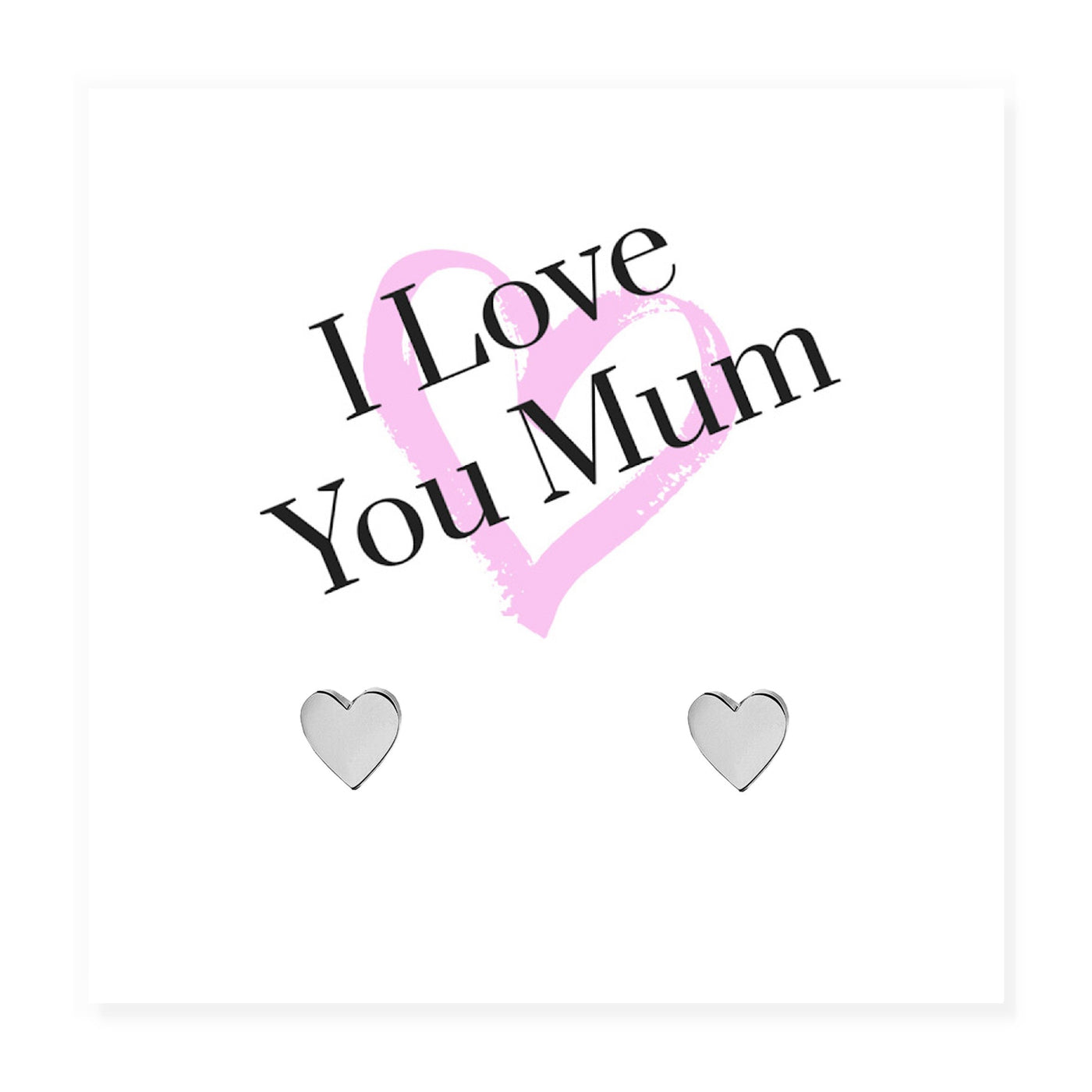 I love You Mum Painted Heart Earrings & Message Card