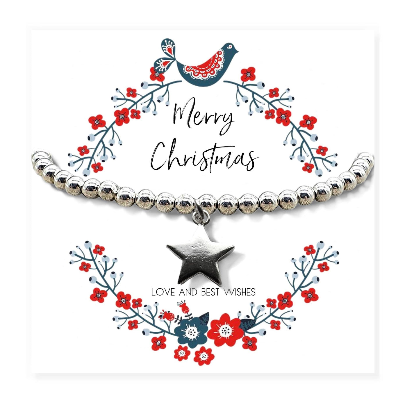 Christmas Star Beaded Bracelet Earrings Gift Card