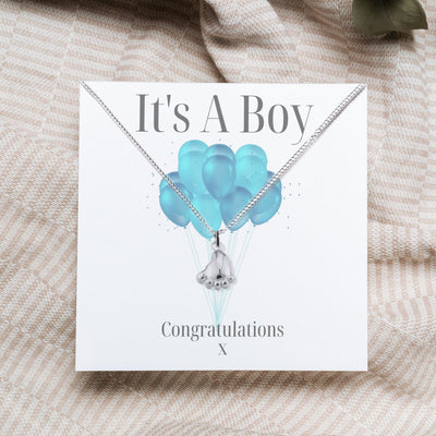 It's A Boy Balloon Gift Card-Bracelet-Necklace-Earrings