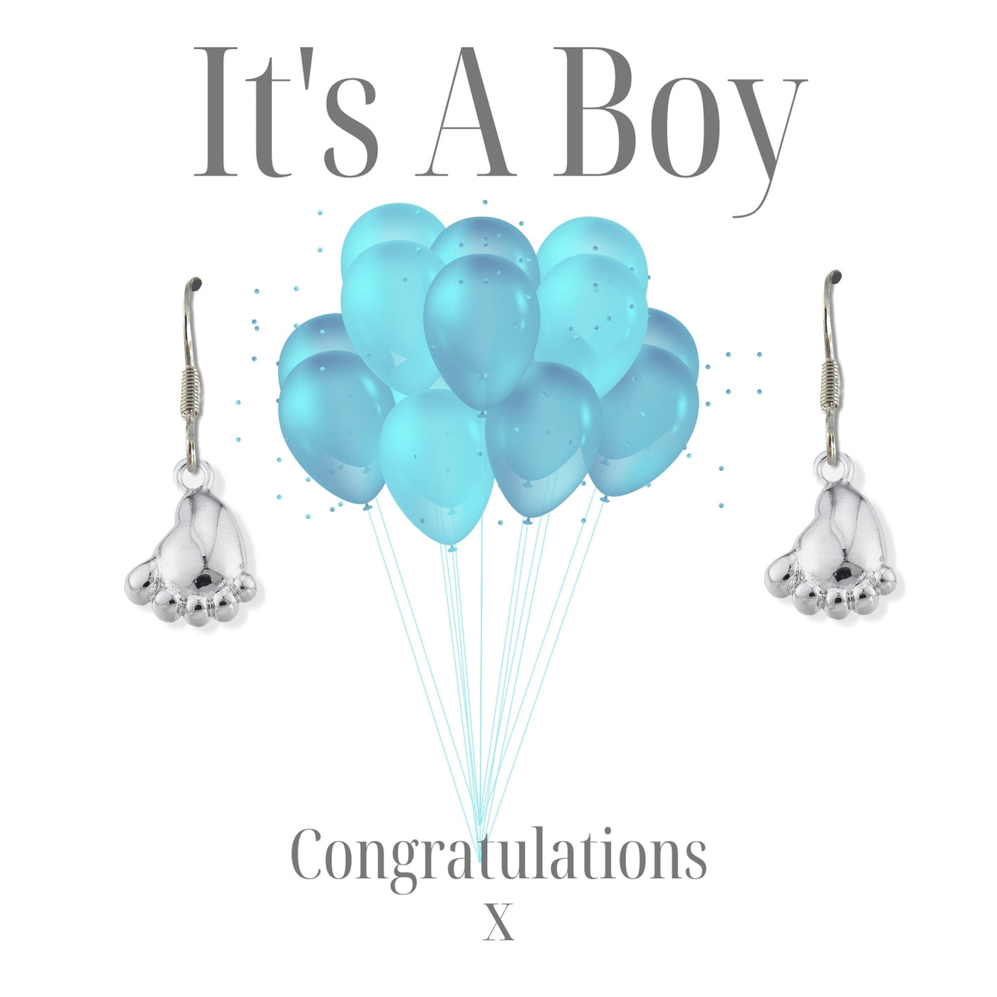 It's A Boy Earrings - Balloon Gift Card