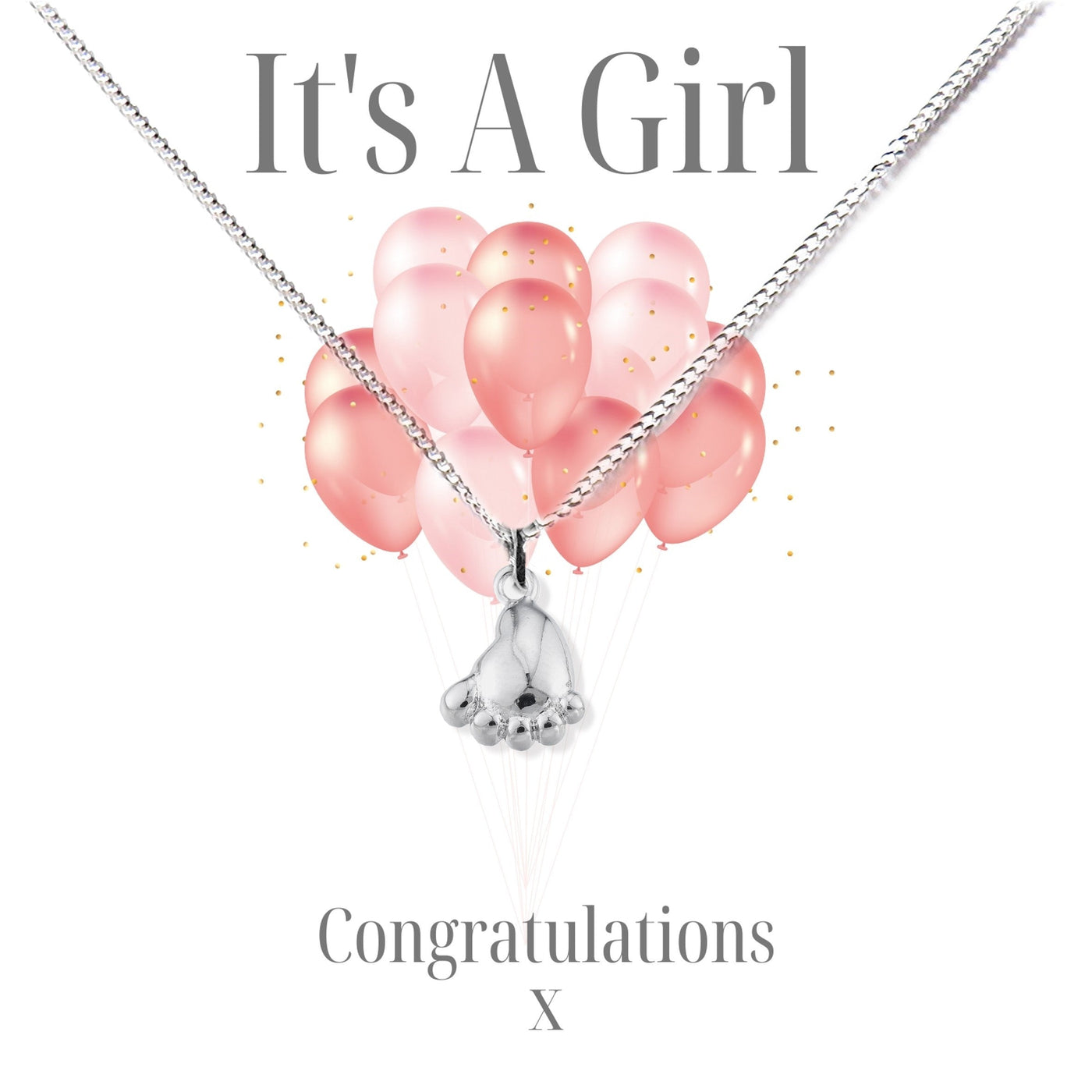 It's A Girl Necklace - Balloon Gift Card