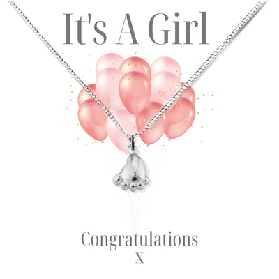 It's A Girl Necklace - Balloon Gift Card