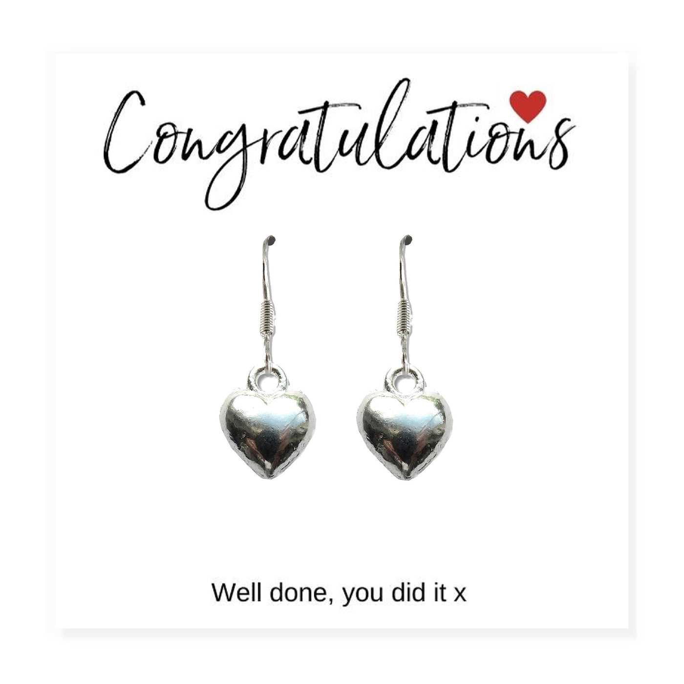 Congratulations Heart Charm Earrings & Card
