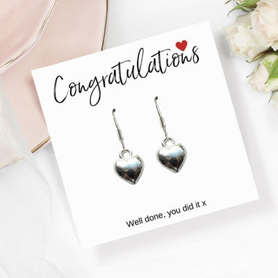 Congratulations Heart Charm Earrings & Card