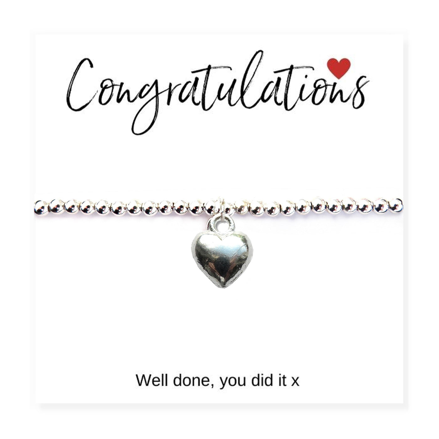 Congratulations Heart Charm Bracelet & Card