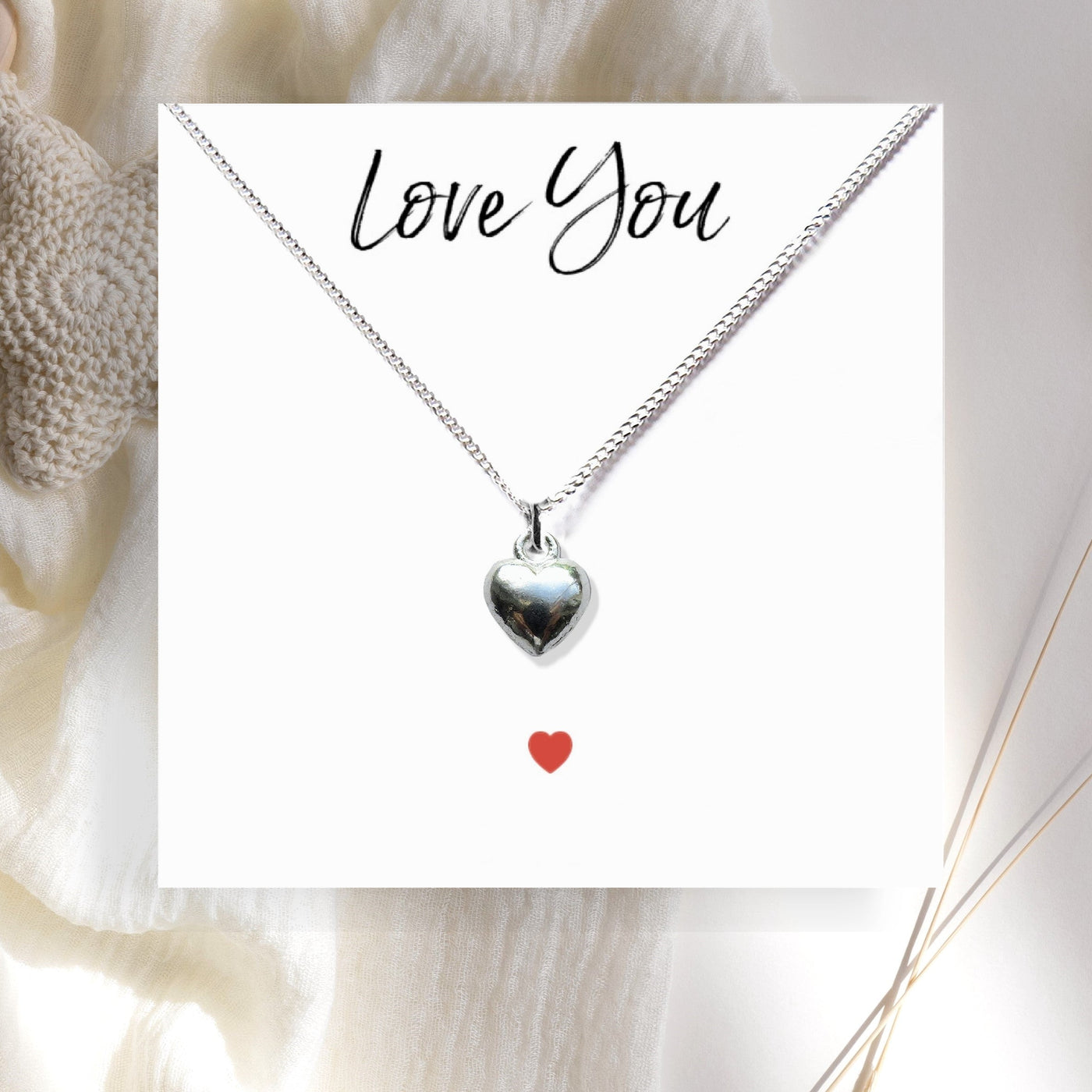 Heart Necklace &  Love You Message Card