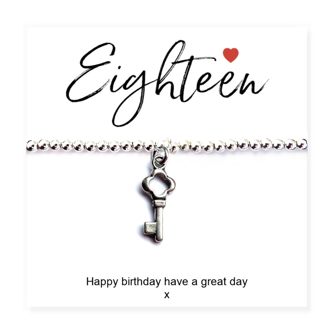 18th Birthday Stretch Beaded Bracelet & Message Card