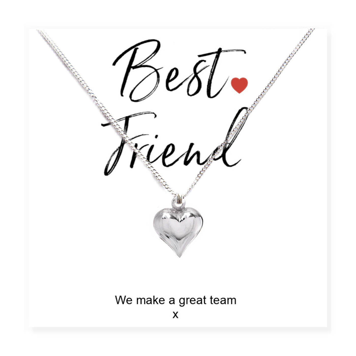 Best Friend Silver Heart Necklace & Gift Card
