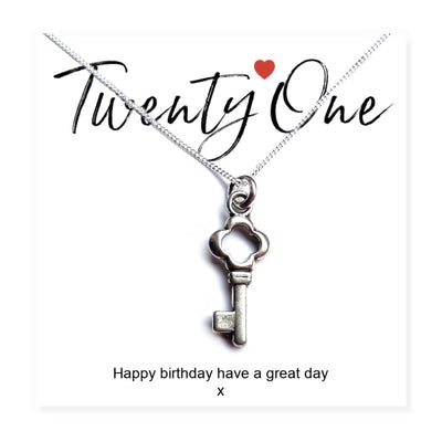 21st Birthday Key Necklace & Message Card