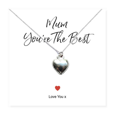 Mum You're The Best Heart Necklace & Message Card