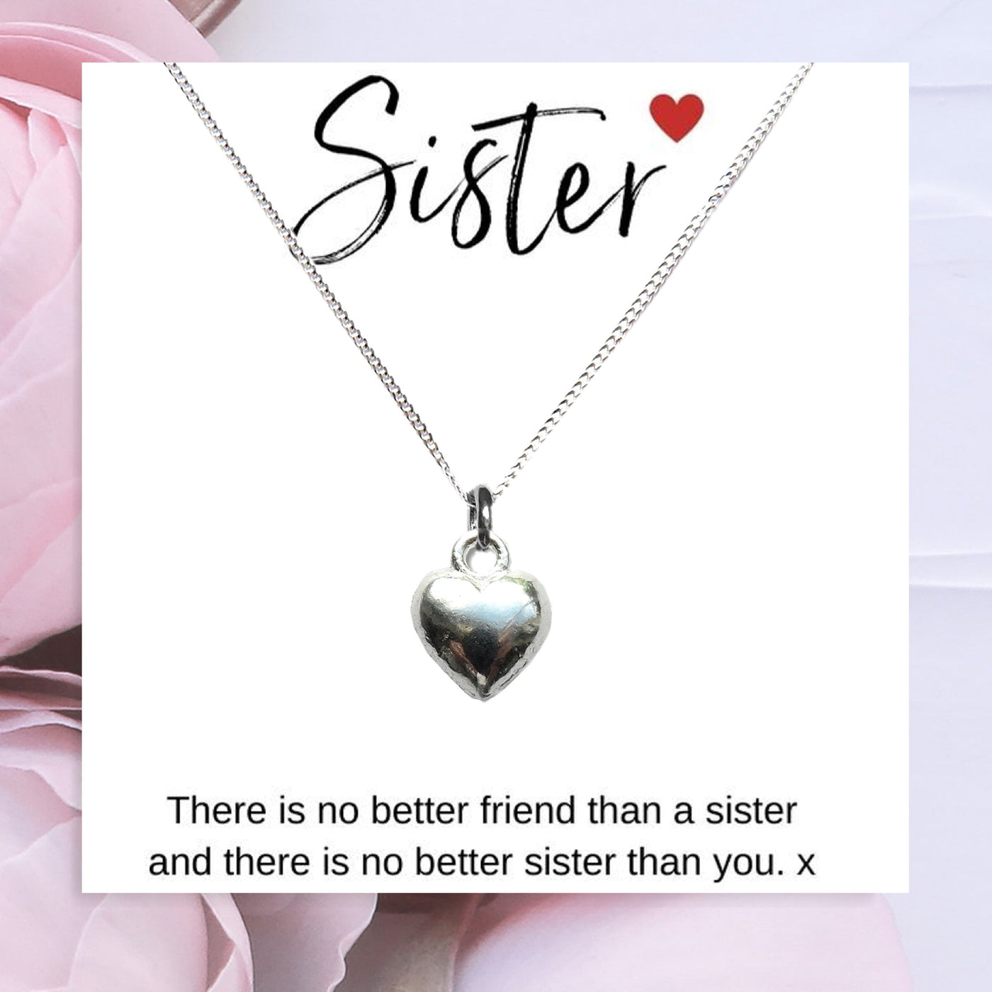 Heart Necklace &  Sister Gift Card