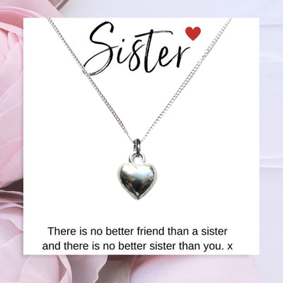 Heart Necklace &  Sister Gift Card