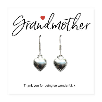 Grandmother Message Card with Heart Earrings