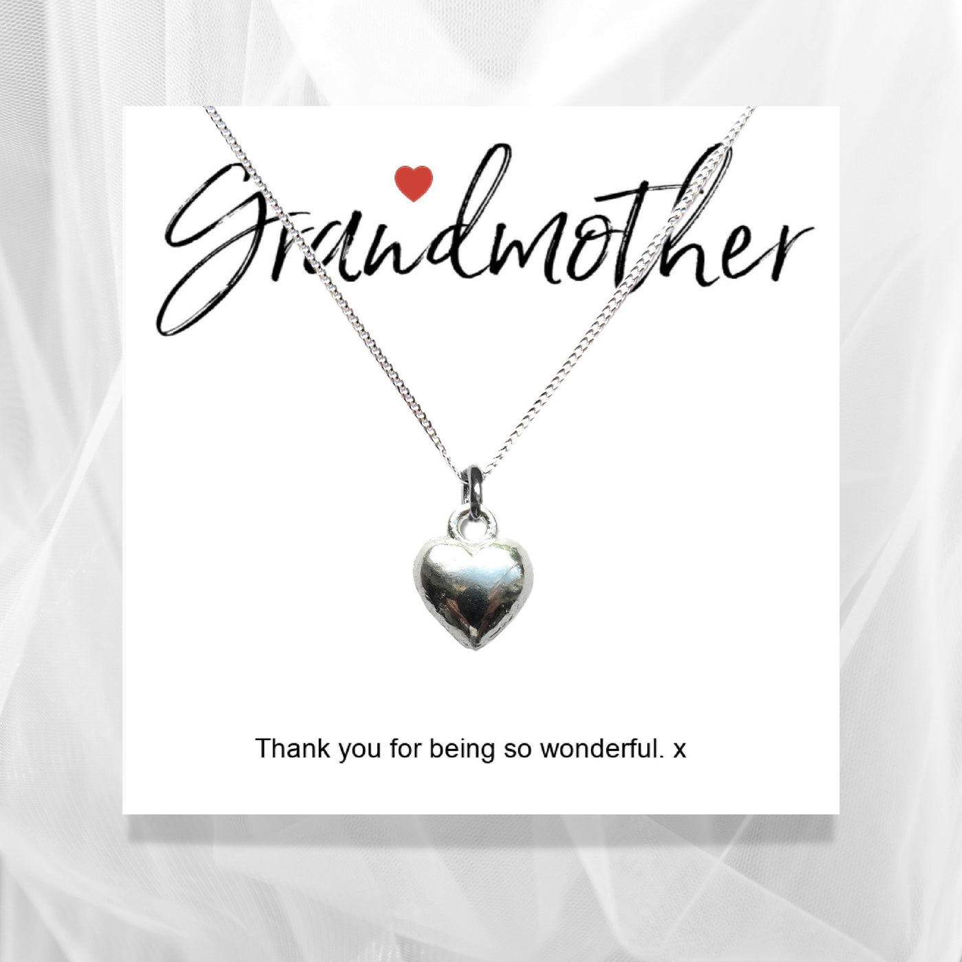 Grandmother Little Quote Gift Card with Heart Necklace