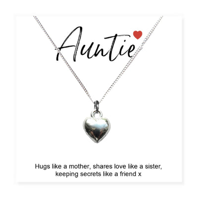 Auntie Heart Necklace on Little Quote Gift Card