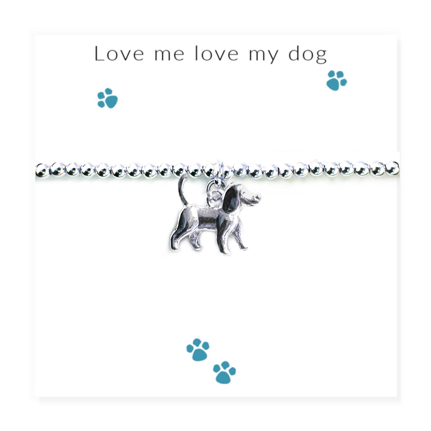 Love Me Love My Dog Bracelet on Message Card