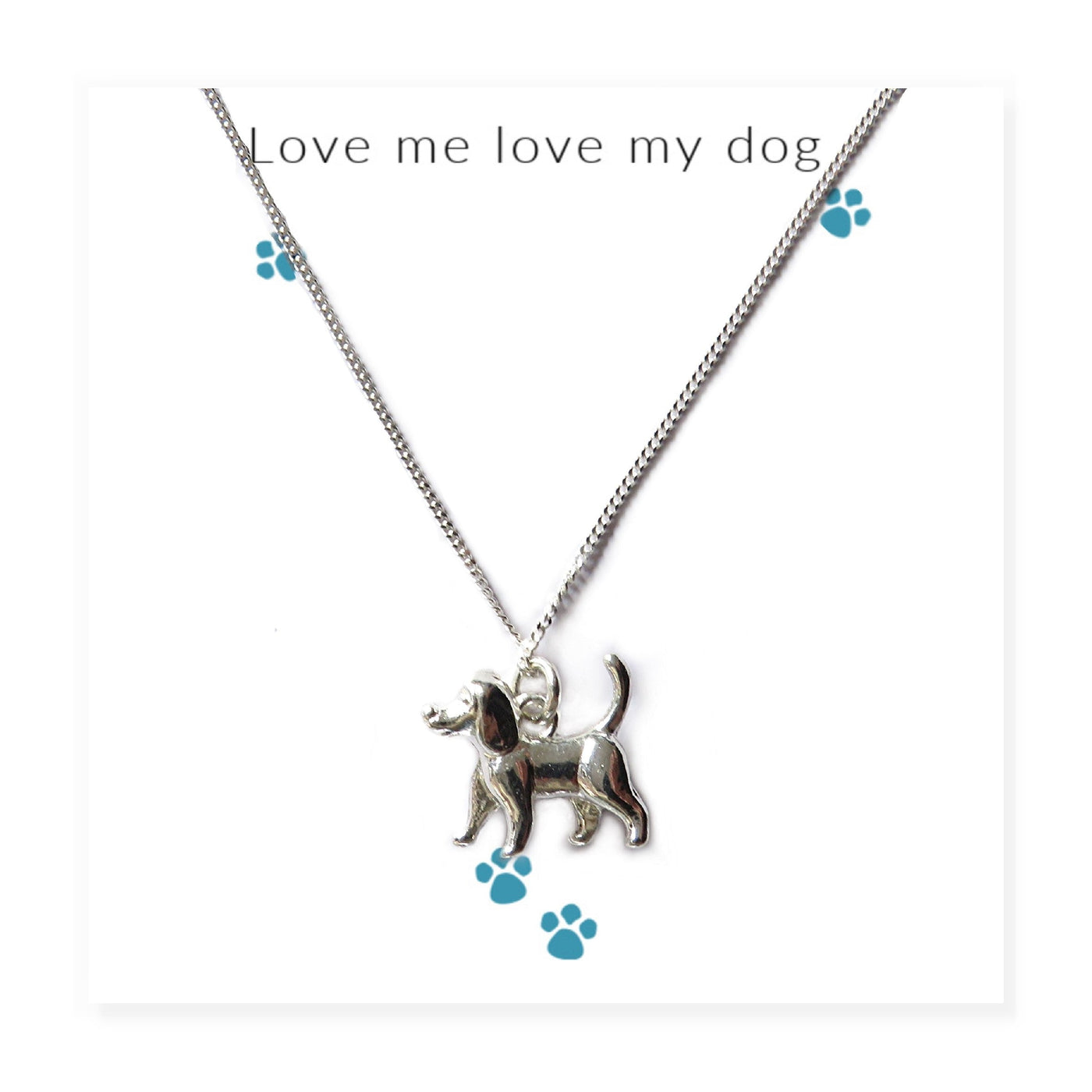 Love Me Love My Dog Necklace on Message Card