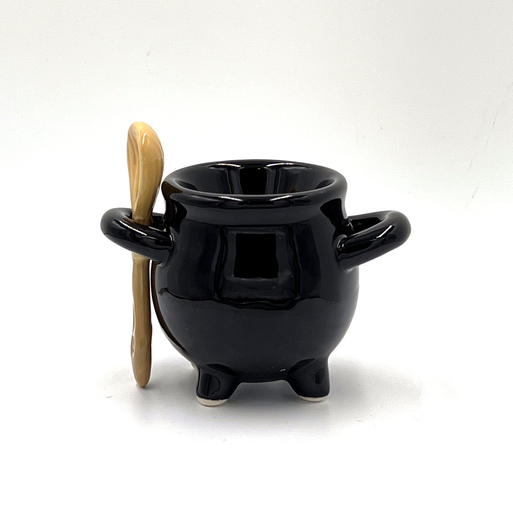 Cauldron Egg Cup with Broom Spoon