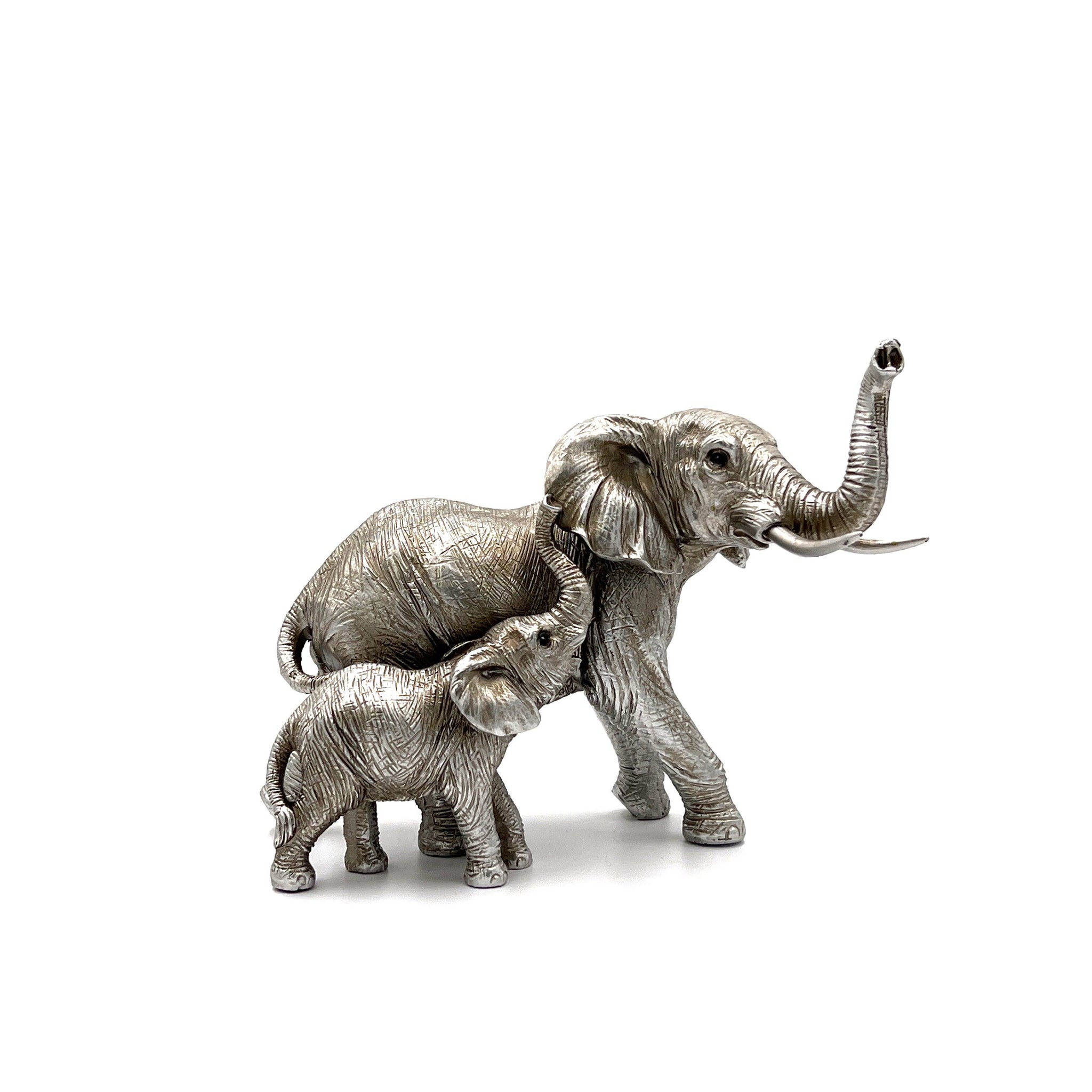 Mother & Baby - Silver Elephant Ornament