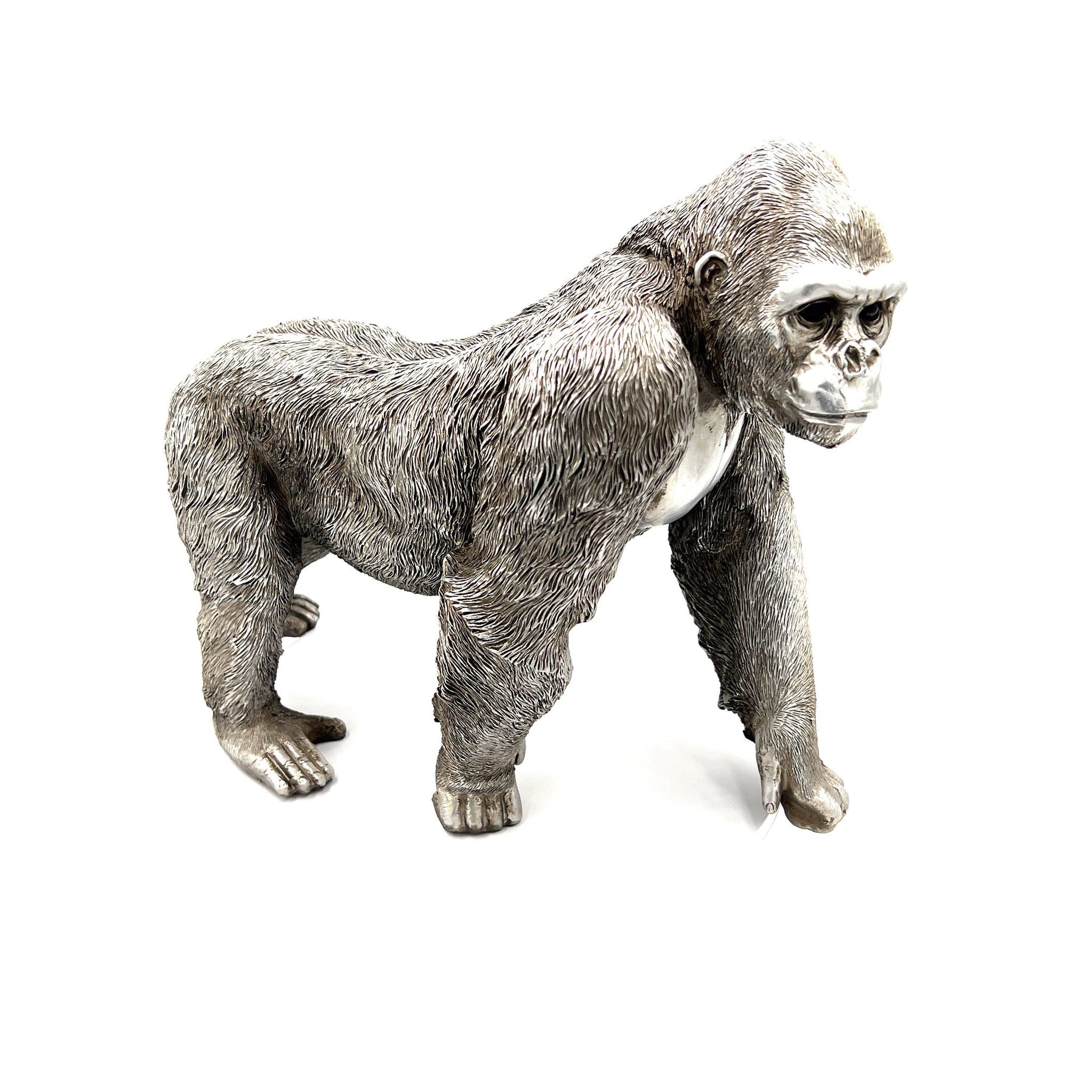 Antique Silver Large Standing Gorilla Ornament