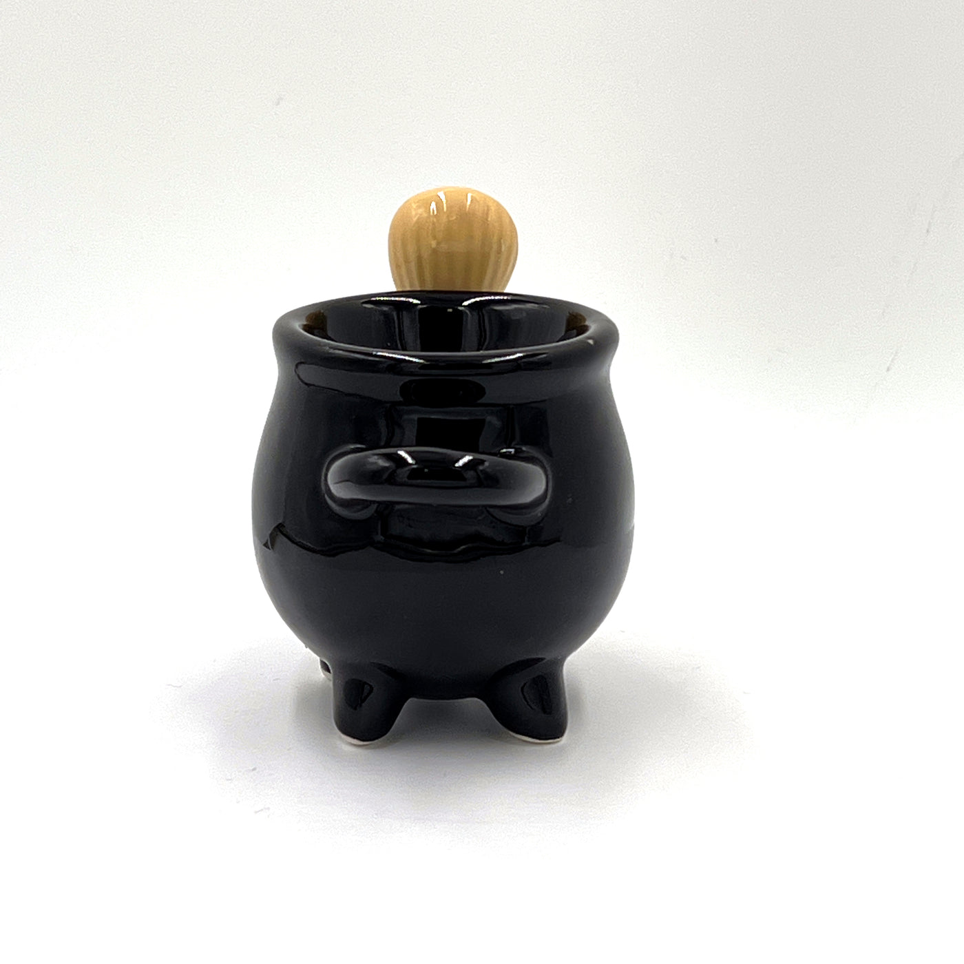 Cauldron Egg Cup with Broom Spoon - TwoBeeps.co.uk