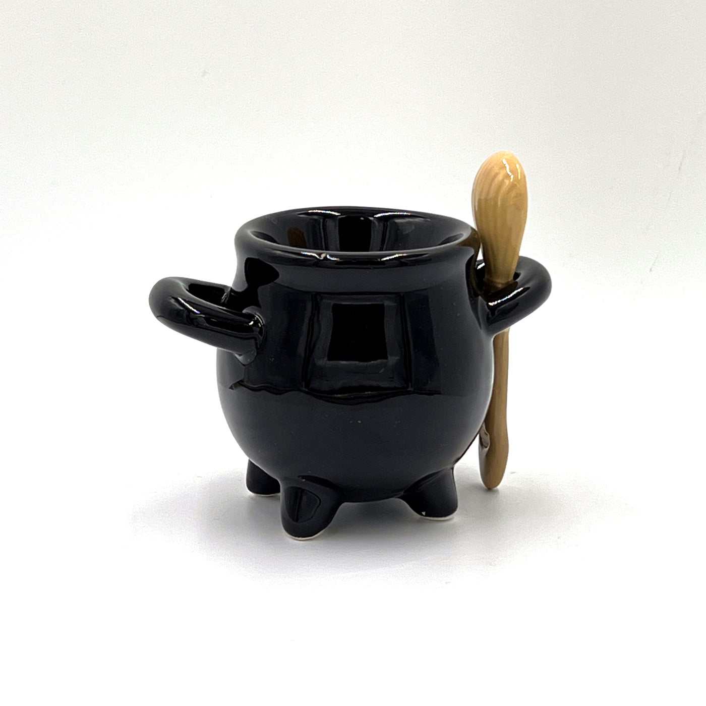 Cauldron Egg Cup with Broom Spoon - TwoBeeps.co.uk