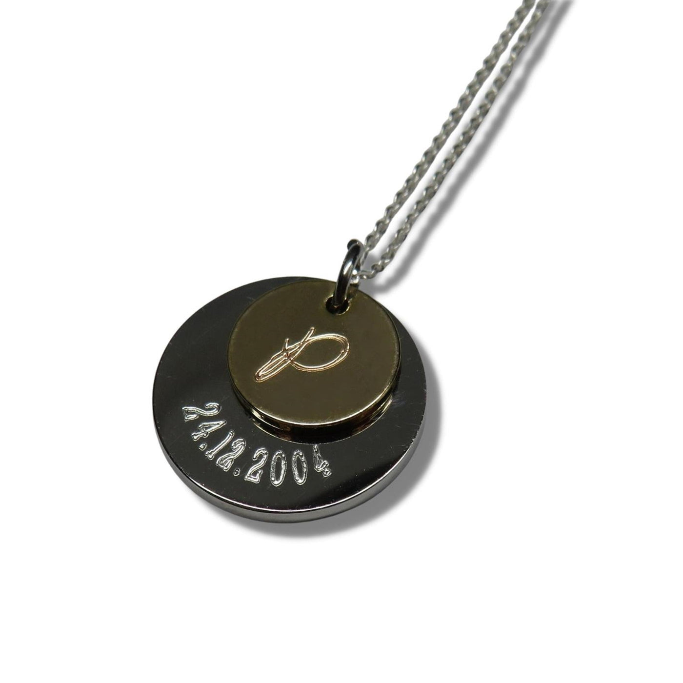 Personalised Border Necklace with Initial Mini Disc