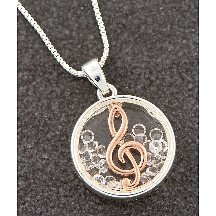Floating Crystals Necklace - Musical Clef - TwoBeeps.co.uk