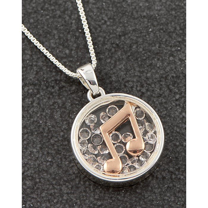 Floating Crystals Necklace - Musical Note - TwoBeeps.co.uk