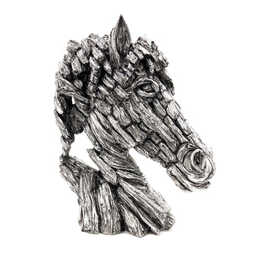 Silver Horse Head Driftwood Style Equestrian Ornament - TwoBeeps.co.uk