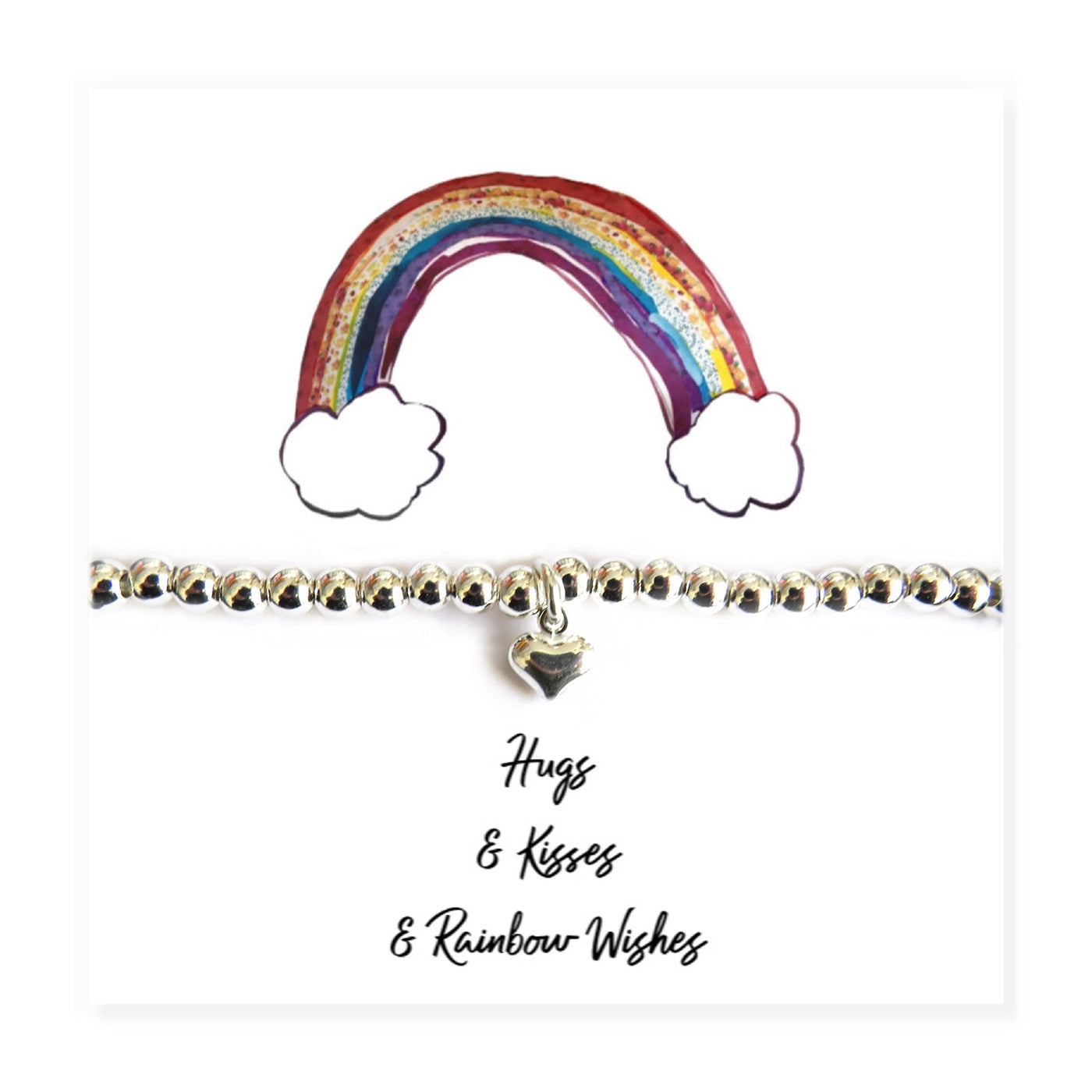 Heart Silver Beaded Bracelet on Hugs & Kisses Rainbow Card