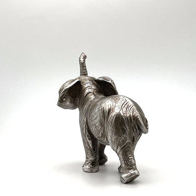 Elephant Standing Silver Resin Ornament - 13cm - TwoBeeps.co.uk