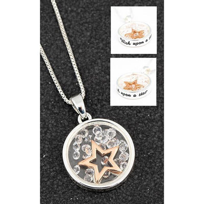 Floating Crystals Necklace - Wish Star - TwoBeeps.co.uk